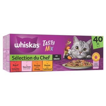 Sachets fraîcheur chat Tasty Mix Sélection du chef en sauce WHISKAS -40x85g
