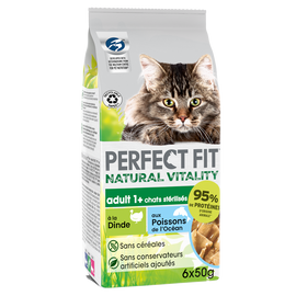 Sachets fraîcheur chat Natural Vitality dinde et poisson PERFECT FIT -6x50g