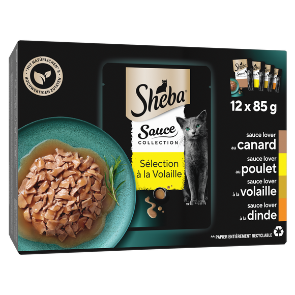 Sachets fraîcheur chat adulte SHEBA Sauce Collection Sélection à la volaille 4 variétés - 12x85g