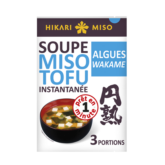 Soupe instantanée miso tofu algues wakame HIKARI MISO, 58g