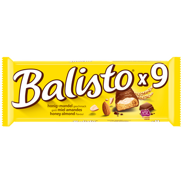 Barres chocolat miel amandes BALISTO, 9 barres 167g