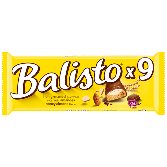 Barres chocolat miel amandes BALISTO, 9 barres 167g