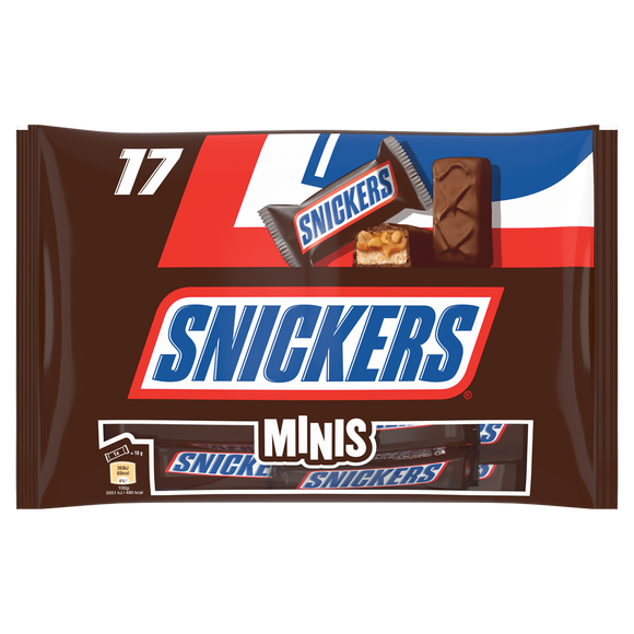 Barres minis chocolat caramel SNICKERS, x17