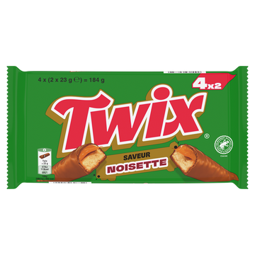 TWIX saveur noisette, barres x4 184g