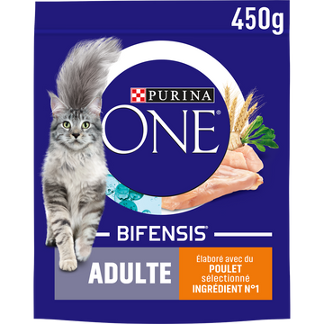 Croquettes pour chat adulte Poulet, Céréales Complètes PURINA ONE - 450g