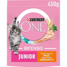 Croquettes pour chaton JUNIOR Poulet, Céréales Complètes PURINA ONE -450g