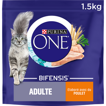 Croquettes pour chat adulte Poulet, Céréales Complètes PURINA ONE -1,5kg