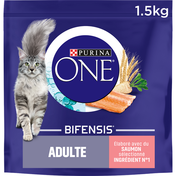 Croquettes pour chat adulte Saumon, Créales Complètes PURINA ONE - 1,5kg