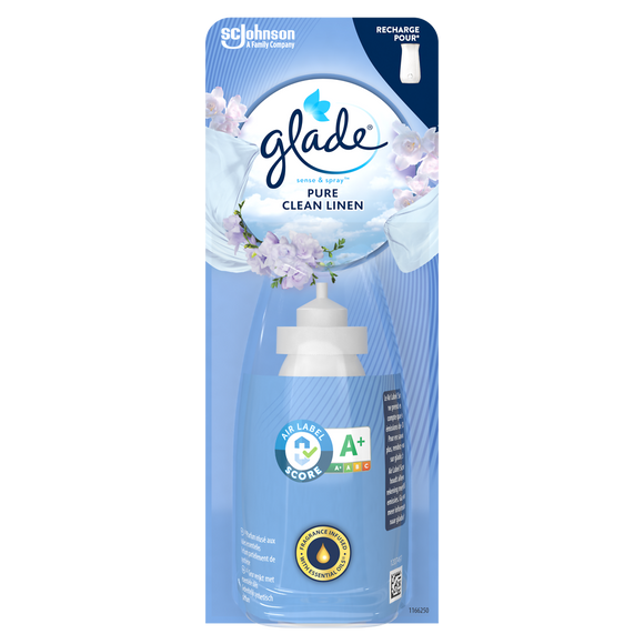 Désodorisant Recharge Diffuseur Sense&Spray Pure Clean Linen aux huiles essentielles GLADE 18 ml