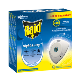 Recharge éléctrique night&day mouches, moustiques &tigres RAID x2 240heures