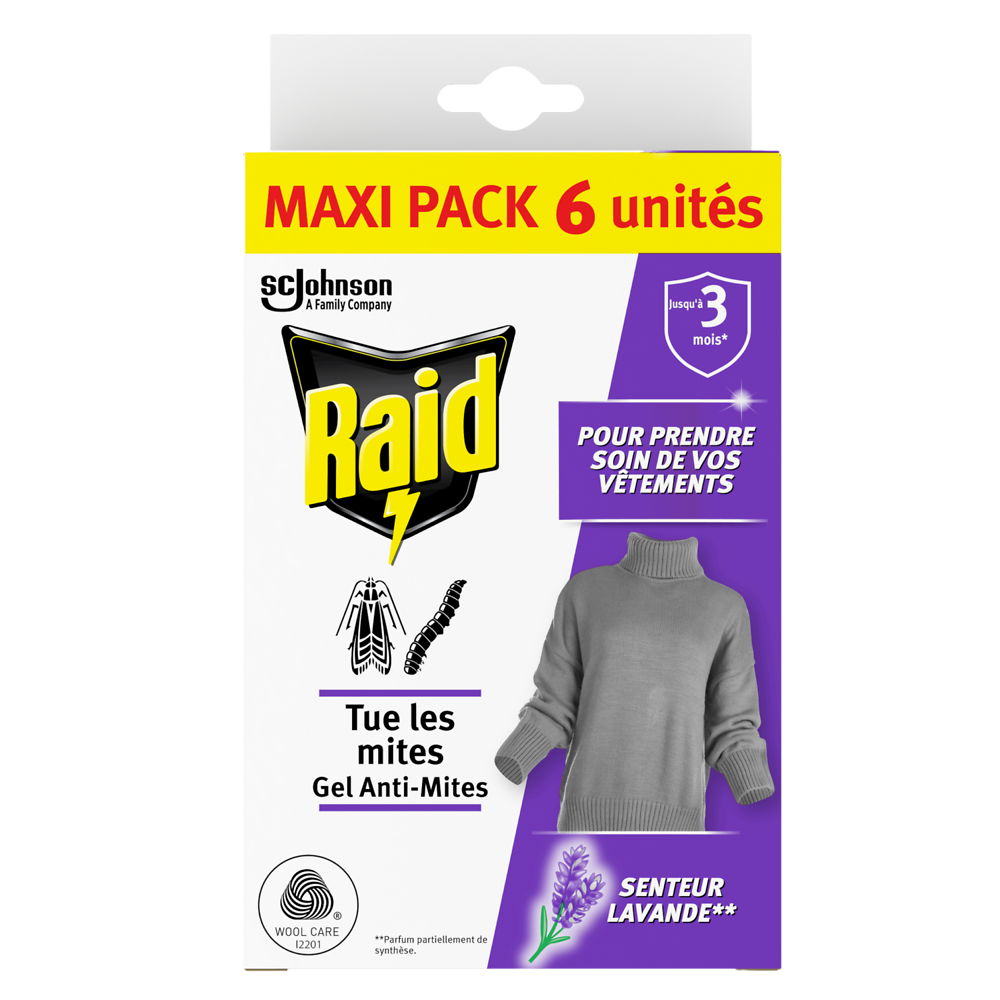 Gel anti-mites senteur lavande RAID maxi pack x6