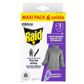 Gel anti-mites senteur lavande RAID maxi pack x6