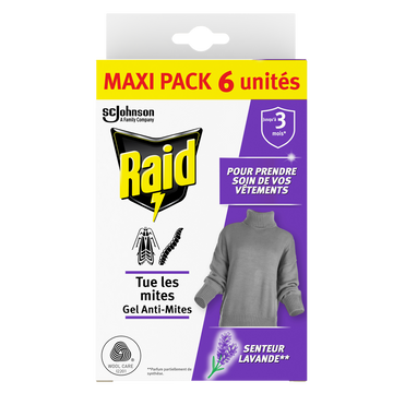 Gel anti-mites senteur lavande RAID maxi pack x6