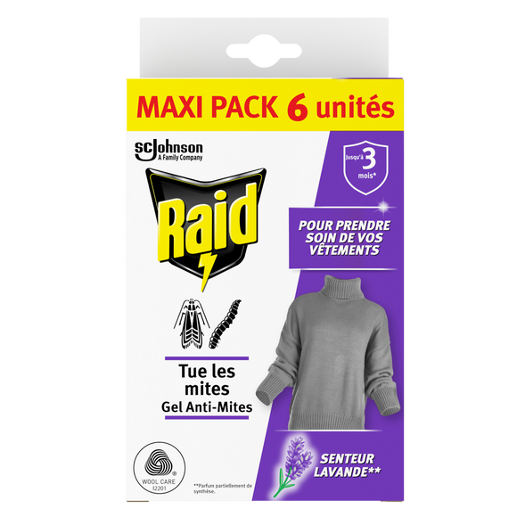 Gel anti-mites senteur lavande RAID maxi pack x6