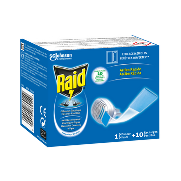 Diffuseur éléctrique plaquette inodore action rapide RAID