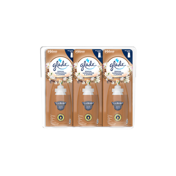 GLADE SENSE & SPRAY RECHARGE SANDALWOOD lot de 3 - aux huile