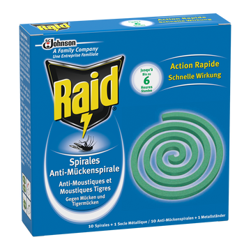 Spirales anti-moustiques pour usage extérieur RAID, x10