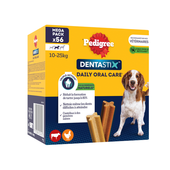 Bâtonnets à mâcher moyen chien Dentastix PEDIGREE x56 - 1440g