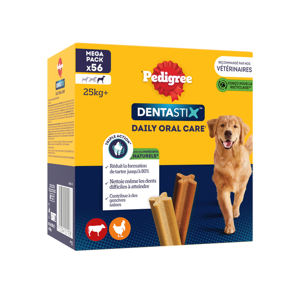 Bâtonnets à mâcher grand chien Dentastix PEDIGREE x56 - 2160g