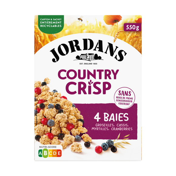 Céréales Country Crisp aux 4 baies JORDANS, 550g