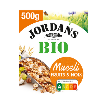 Céréales spécial fruits Muesli BIO JORDAN'S, boîte de 500g