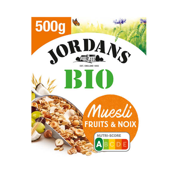 Céréales spécial fruits Muesli BIO JORDAN'S, boîte de 500g