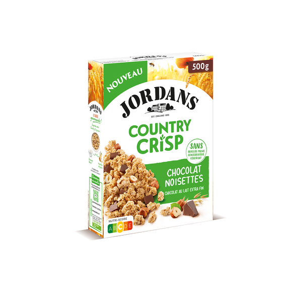 Céréales country crisp chocolat noisettes JORDANS, 450g