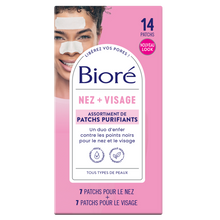 Assortiment patchs purifiants nez et visage, BIORE, x14