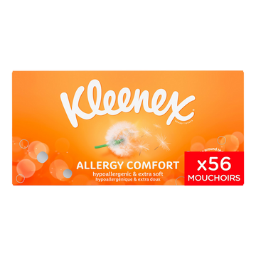 Mouchoirs allergy comfort KLEENEX , boîte de 56 unités