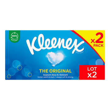 Mouchoirs duo original KLEENEX boîte lot 2x72