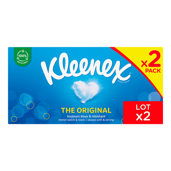 Mouchoirs duo original KLEENEX boîte lot 2x72