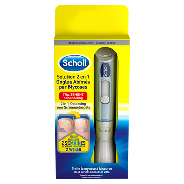 Soin 2 en 1 pour ongles abîmés et mycose SCHOLL, limes jetables + solution liquide de 4ml