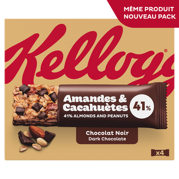 Barres Céréales EXTRA KELLOGG'S Chocolat Amandes , 4x32g