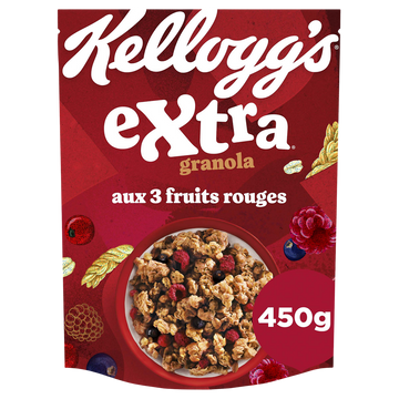 Céréales Extra Granola KELLOGG'S aux 3 Fruits Rouges - 450g