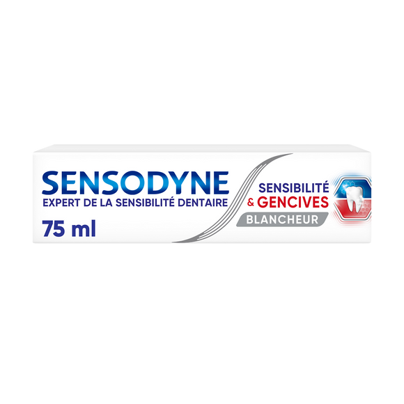 Dentifrice sensibilité & gencives blancheur SENSODYNE, tube de 75ml