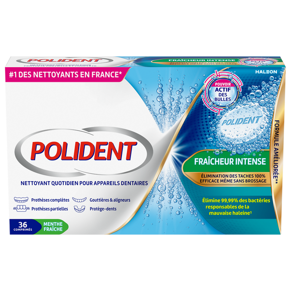 Comprimé fraîcheur intense POLIDENT pouvoir actif x36