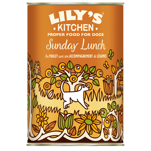 Pâtée pour chiens Sunday Lunch au Poulet accompagnement de légumes LILY'S KITCHEN - boîte 400g
