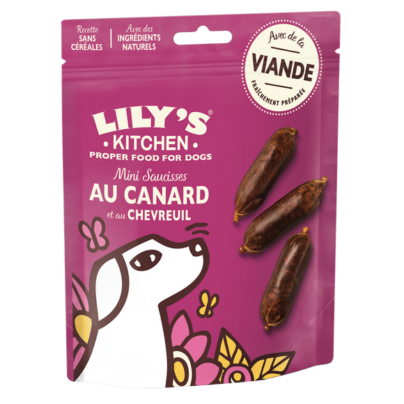 Friandise pour chiens Mini saucisses au Canard chevreuil LILY'S KITCHEN 70g