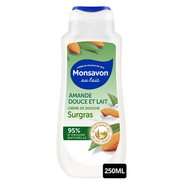 Crème de douche surgras MONSAVON amande douce & lait 250ml