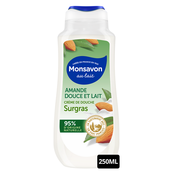 Crème de douche surgras MONSAVON amande douce & lait 250ml