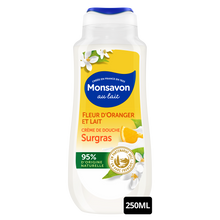 Crème de douche surgras MONSAVON fleur d'oranger & lait 250ml