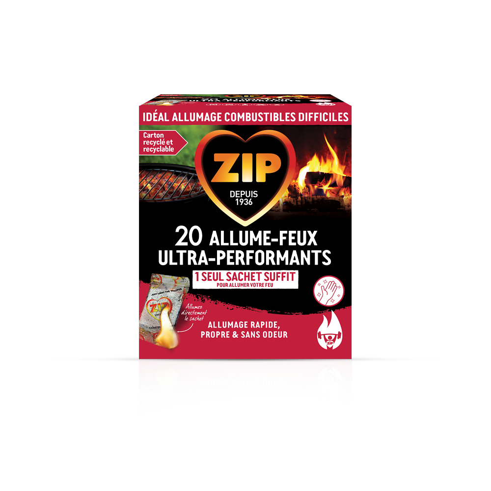 Cube alume-feu ZIP en sachet individuel ultra-puissant x20