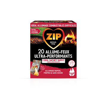 Cube alume-feu ZIP en sachet individuel ultra-puissant x20