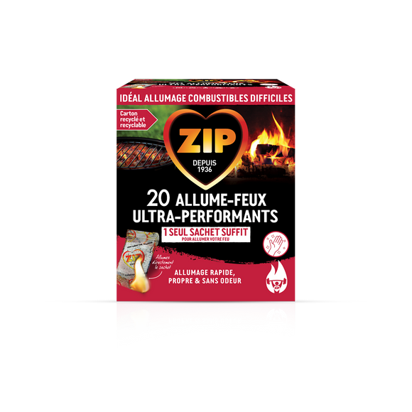 Cube alume-feu ZIP en sachet individuel ultra-puissant x20