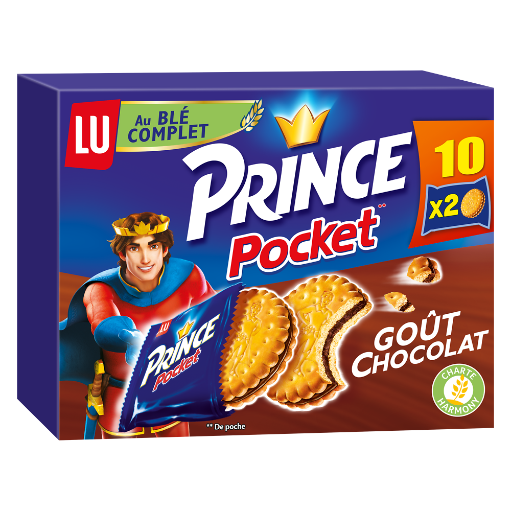 Biscuits fourrés au chocolat au blé complet PRINCE, paquet de 400g