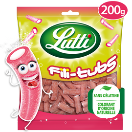 Bonbons Fili-Tubs piquants à la fraise LUTTI - Sachet de 200g