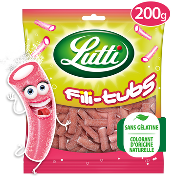 Bonbons Fili-Tubs piquants à la fraise LUTTI - Sachet de 200g