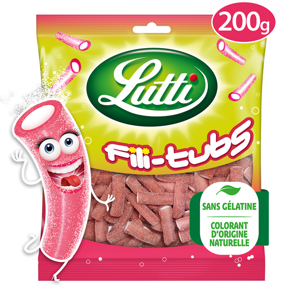 Bonbons Fili-Tubs piquants à la fraise LUTTI - Sachet de 200g