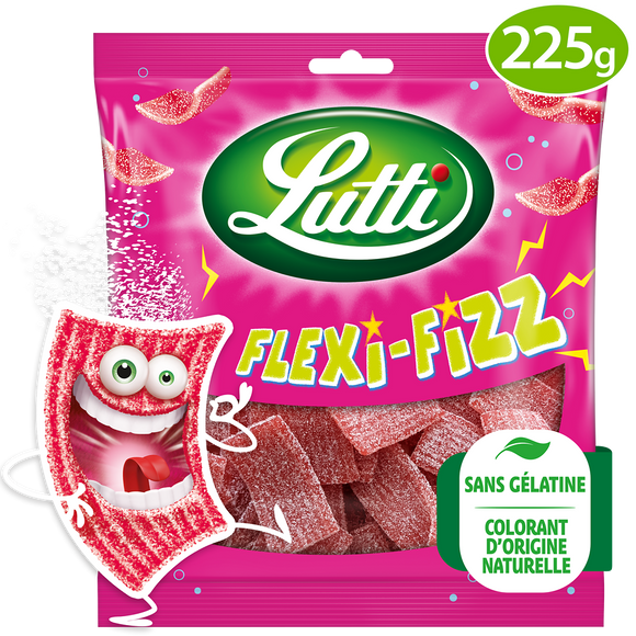 Bonbons Flexi-Fizz à la fraise LUTTI - Sachet de 225g