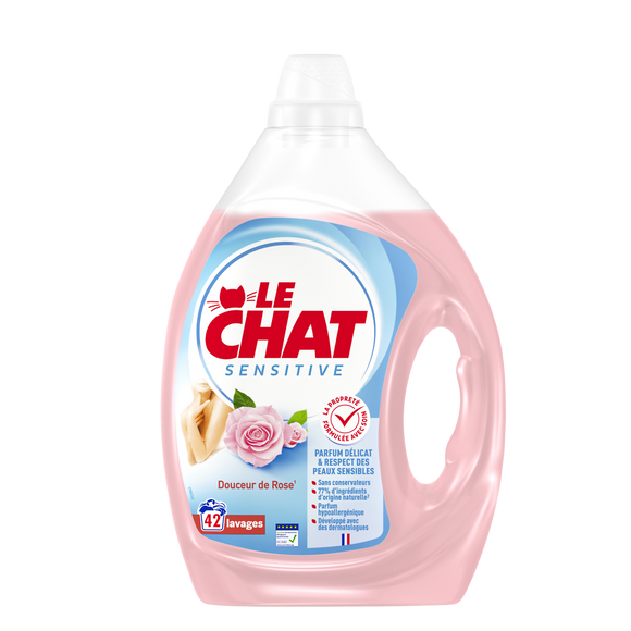 Lessive liquide sensitive douceur de rose LE CHAT - 42 lavages